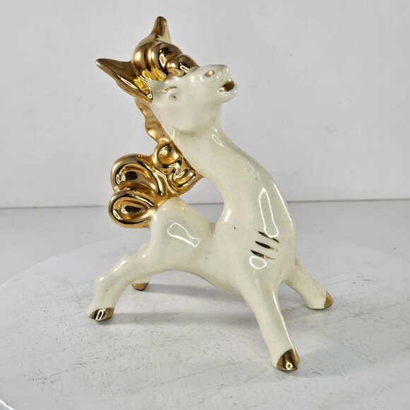 Vintage 1950s Gold & White Donkey Figurine Whimsical Silly - Picture 8 of 8